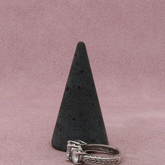 sterling silver past present future cz engagement ring size 6 - Picture 3 of 3